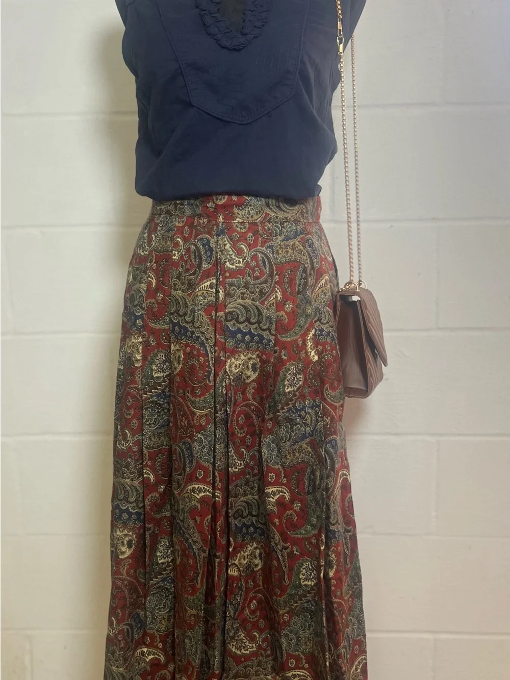 Preppy Boho Coastal Ruffle Sleeveless Cotton Navy Blue shirt by Tory Burch